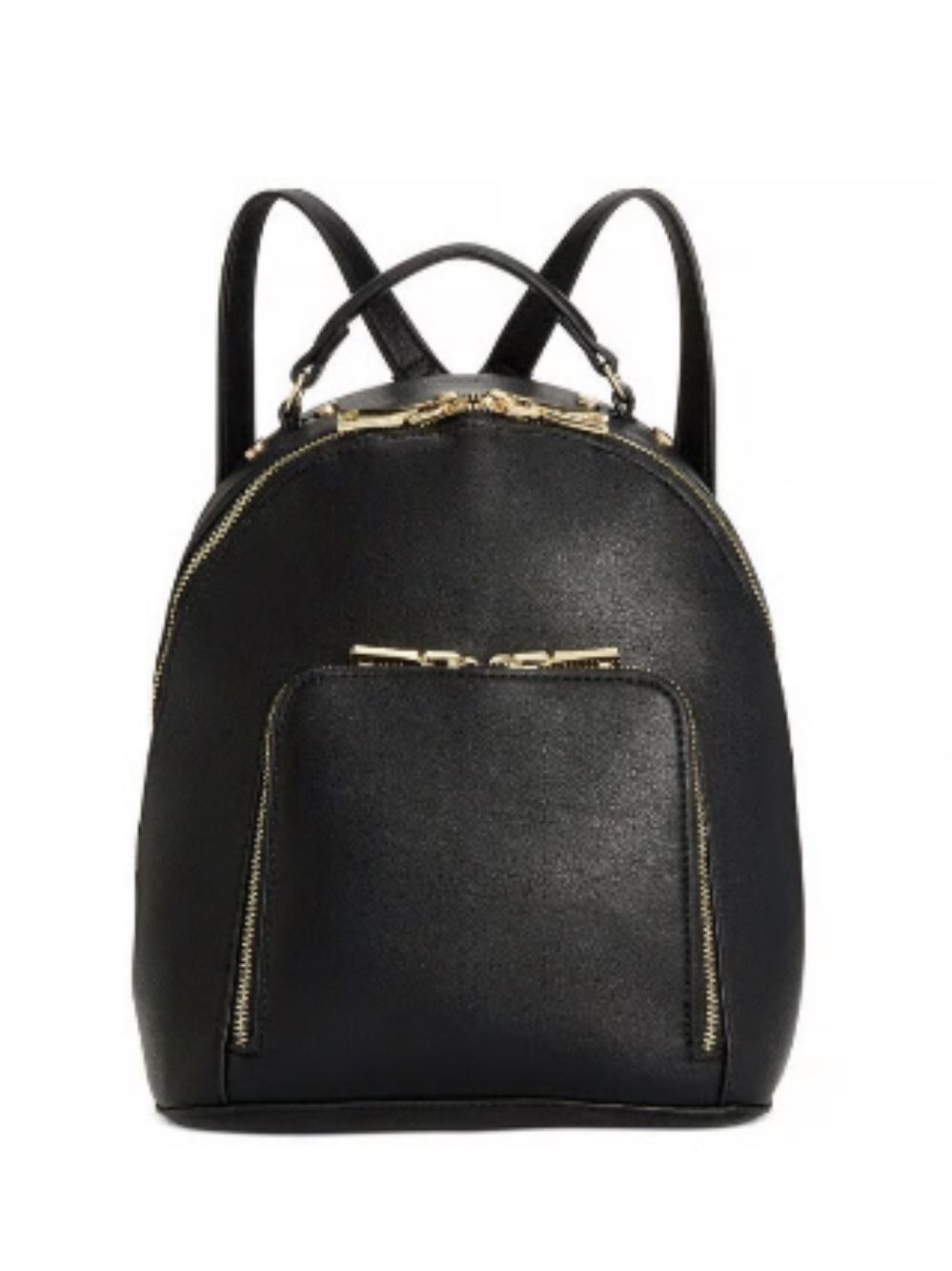 INC Black Gold Tone Hardware Faux Leather Mini Backpack